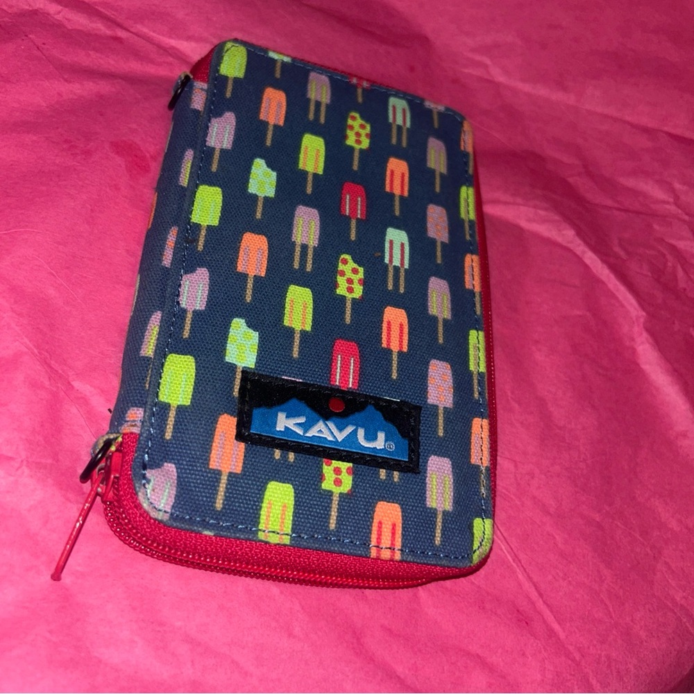 KAVU Popsicle Pattern Wallet with Red Zipper